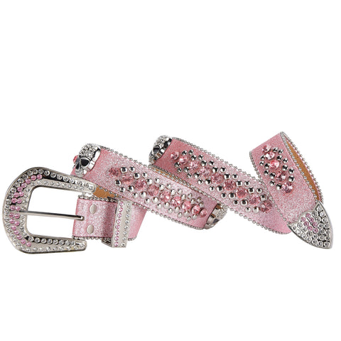 Dream Apparel Premium Strap Men Women Western Fashion Pink Bling Bling Rhinestones Diamond Belts