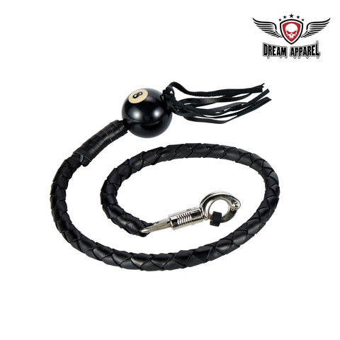 Dream Apparel 42" Long Black Fringed Get Back Whip With Black Pool Ball 8