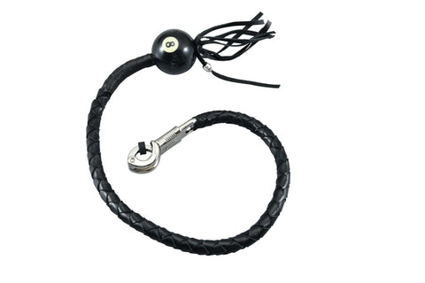 Dream Apparel 36" Long Black Fringed Get Back Whip With Black Pool Ball 8