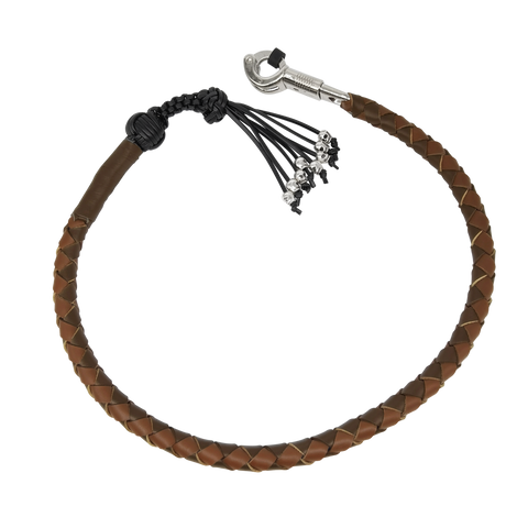 Dream Apparel 42" Long Two Tone Brown Get Back Whip for Motorcycles Monkey Fist and Skulls