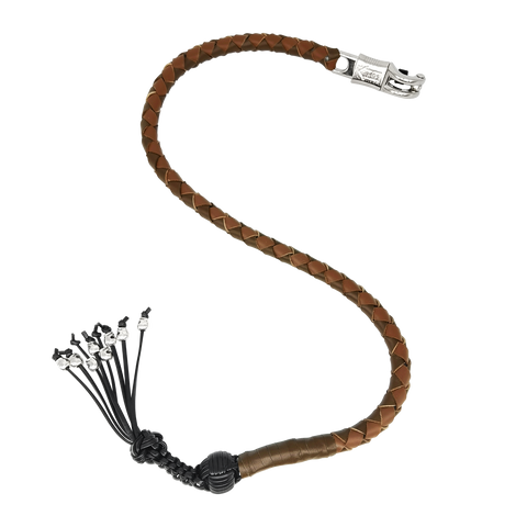 Dream Apparel 36" Long Two Tone Brown Get Back Whip for Motorcycles Monkey Fist and Skulls