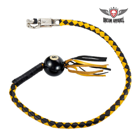 Dream Apparel 42" Long Black And Yellow Fringed Get Back Whip With Pool Black Ball 8