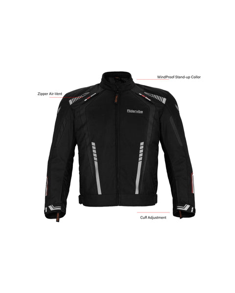 Dream Apparel Men's Nylon and Mesh Motorcycle Black Jacket