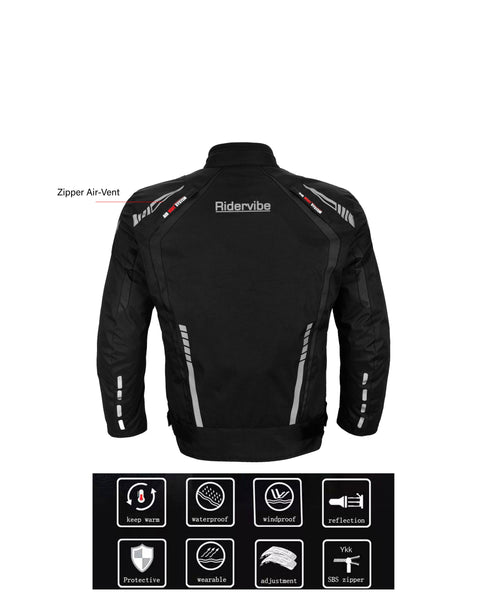 Dream Apparel Men's Nylon and Mesh Motorcycle Black Jacket