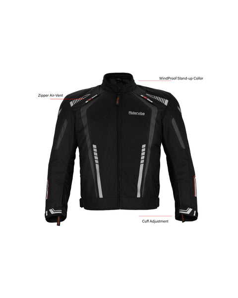 Dream Apparel Men's Nylon and Mesh Motorcycle Grey Jacket