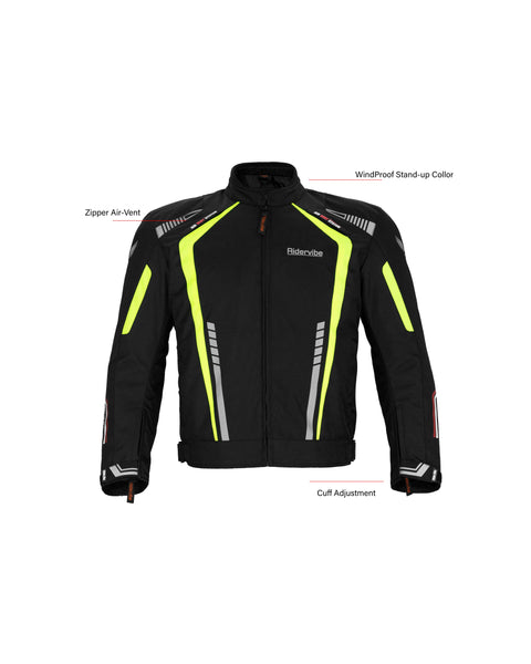 Dream Apparel Men's Nylon and Mesh Motorcycle Neon Jacket