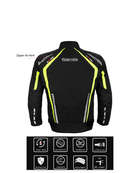 Dream Apparel Men's Nylon and Mesh Motorcycle Neon Jacket