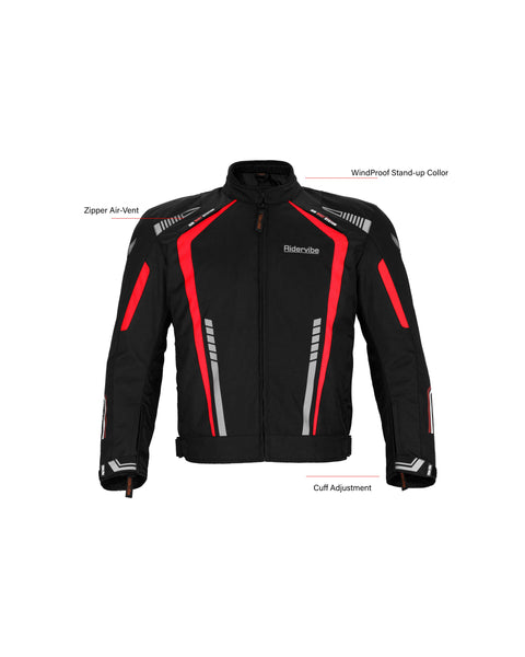 Dream Apparel Men's Nylon and Mesh Motorcycle Red Jacket