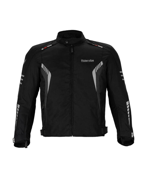 Dream Apparel Men's CE Armored Nylon & Mesh Motorcycle Grey and Black Waterproof Biker Jackets