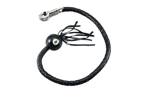 Dream Apparel® 36" Long 1/2“ Diameter All Black Motorcycle Get Back Whip with NO. 8 Pool Ball