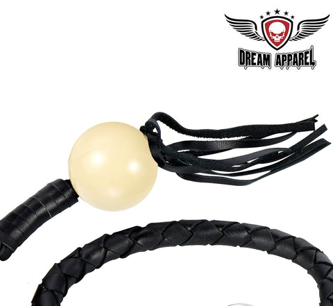 Black Fringed Get Back Whip With White Pool Ball