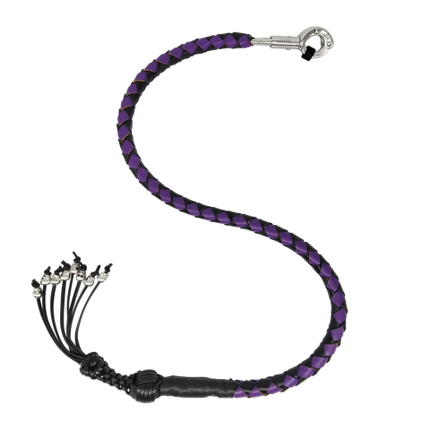 Get Back Whip Black/Purple with Monkey Fist & Skulls 42" Long