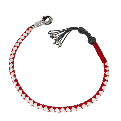 Get Back Whip Red/White with Monkey Fist & Skulls 42" Long