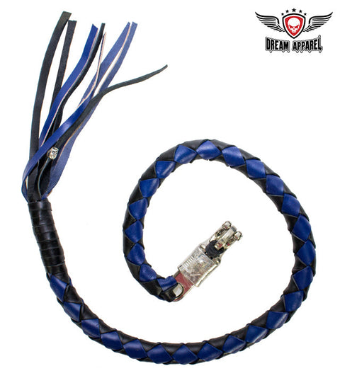 42" X 3" Hand-braided Get Back Whip - Black/Blue