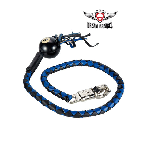 Black And Blue Fringed Get Back Whip With Black Pool Ball8