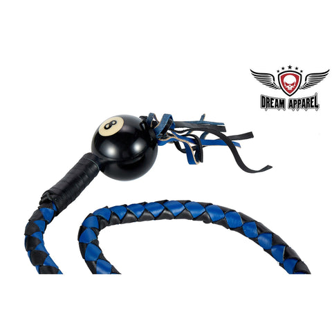 Black And Blue Fringed Get Back Whip With Black Pool Ball8