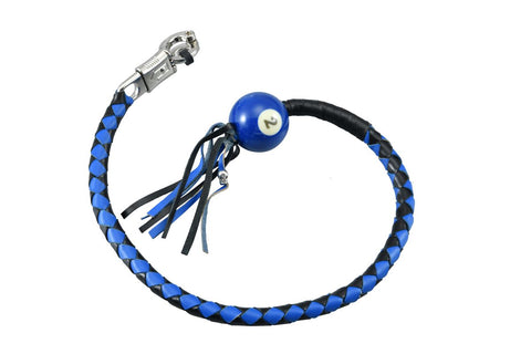 Dream Apparel® Black And Blue Fringed Get Back Whip with Blue Pool Ball No 2