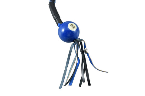 Dream Apparel® Black And Blue Fringed Get Back Whip with Blue Pool Ball No 2