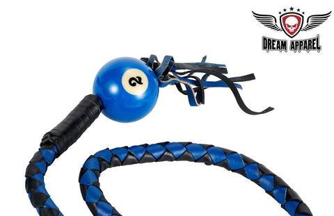 Black And Blue Fringed Get Back Whip W/ Pool Ball