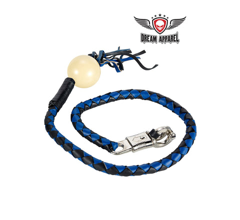 Black And Blue Fringed Get Back Whip With Pool White Ball