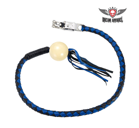 Black And Blue Fringed Get Back Whip With Pool White Ball