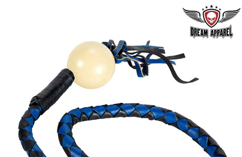 Black And Blue Fringed Get Back Whip With Pool White Ball