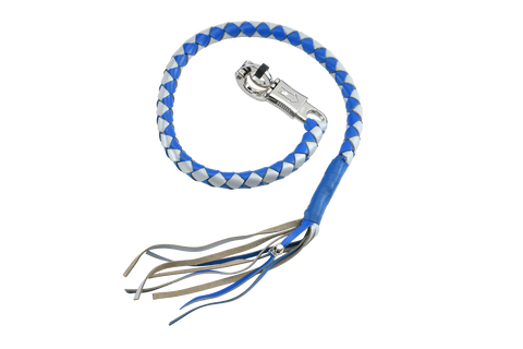 Blue and Silver Hand-Braided Leather Get Back Whip