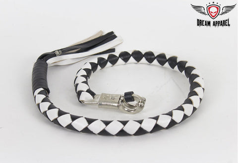 3" Fat Black & White Get Back Whip for Motorcycles