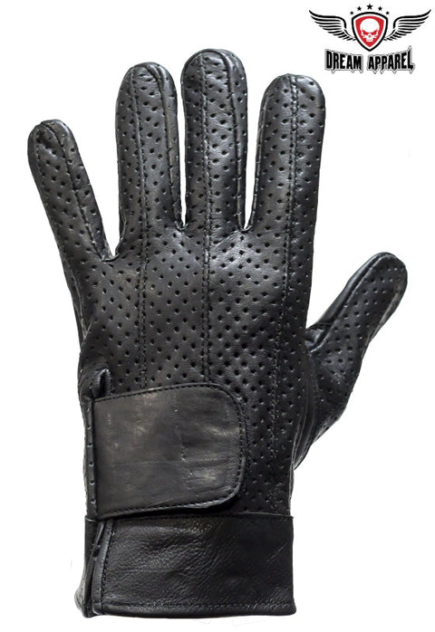 Full Finger Leather Motorcycle Gloves With Gel Pads