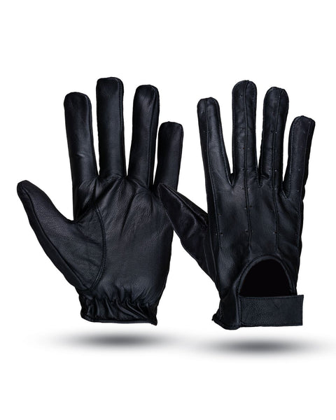 Leather Full Finger Gloves With Velcro & Airvents