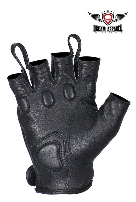 Fingerless Deer Skin Leather Gloves W/ Padded Knuckle Protectors