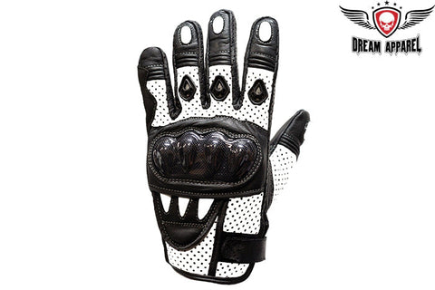 Mens Padded White Racing Gloves