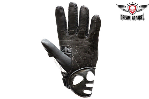 Mens Padded White Racing Gloves