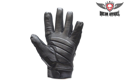 Leather Motorcycle Gloves With Mesh