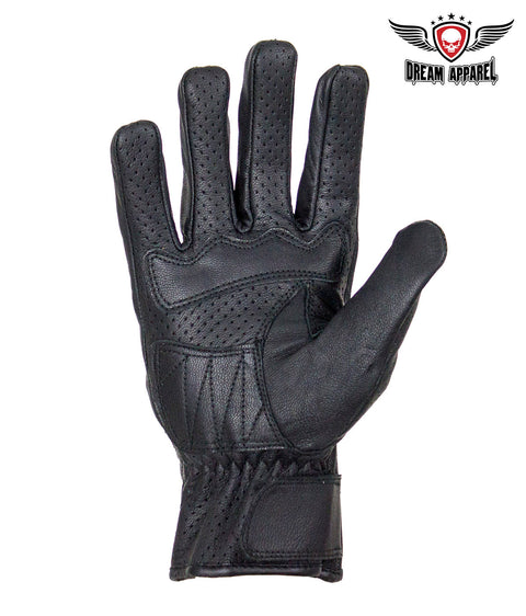 Dream Apparel Men's Black Genuine Leather Racing Gloves