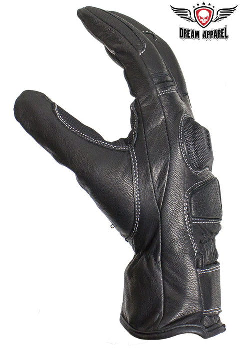 Dream Apparel Full Finger Leather Carbon Fiber Shell Over knuckles Motorcycle Riding Gloves