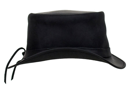 Black Leather Deadman's Top Man Hat