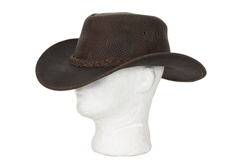 Genuine Brown Leather Gambler Hat