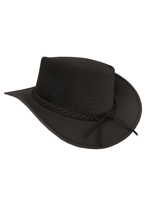 Dream Apparel Leather Cowboy Western Chocolate Brown Hat Men Women Steampunk Wide Brim Top Hat