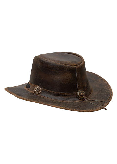 Dream Apparel Men's Brown Premium Leather Western Cowboy Hat for Halloween Deadman