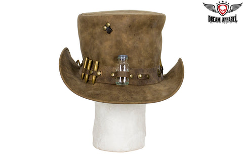 Brown Leather Deadman Top Hat