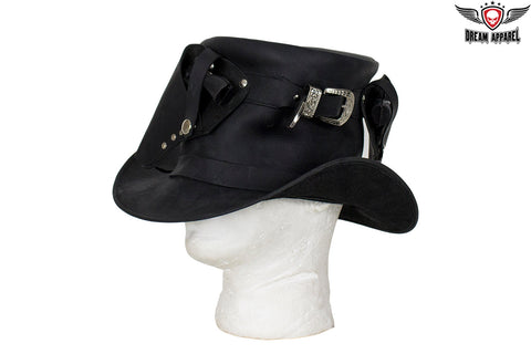 Black Leather Deadman Top Hat with Gun Holsters