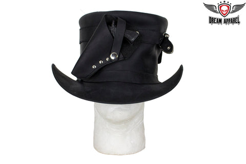 Black Leather Deadman Top Hat with Gun Holsters