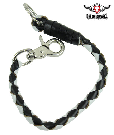 14" White and Black Get Back Whip Key Chain