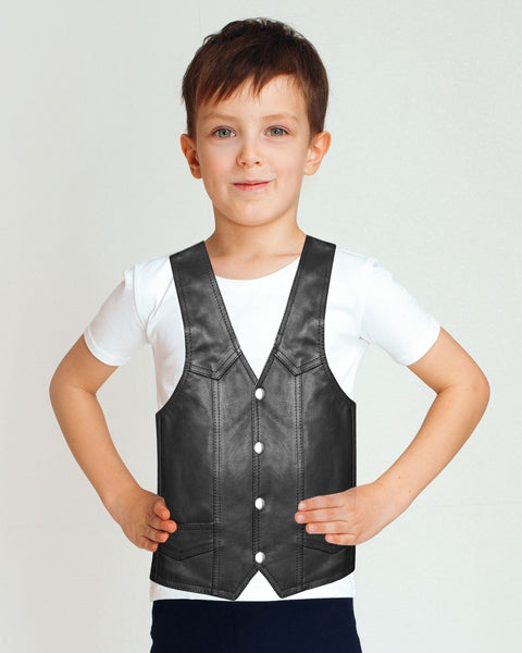 Kids Regular Plain Vest Genuine Leather