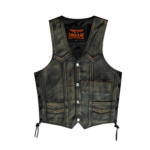 Kids Distress Brown Vest Side Laces