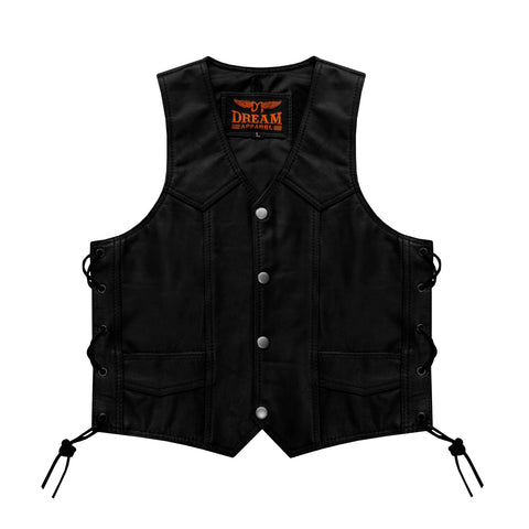 Kids Regular Vest with Side Laces Premium Cowhide Leather