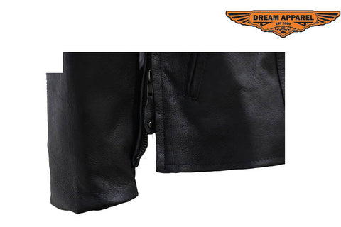 Women's Leather Jacket With Zippered Cuffs