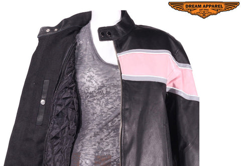 Womens Leather Jacket With Zippered Cuffs