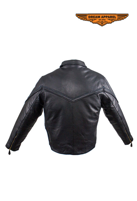 Women's Motorcycle Jacket With Fashionable Flat Braid